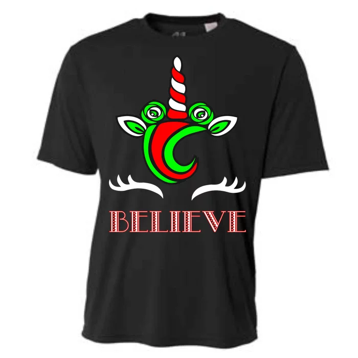 Believe Unicorn Christmas Cooling Performance Crew T-Shirt