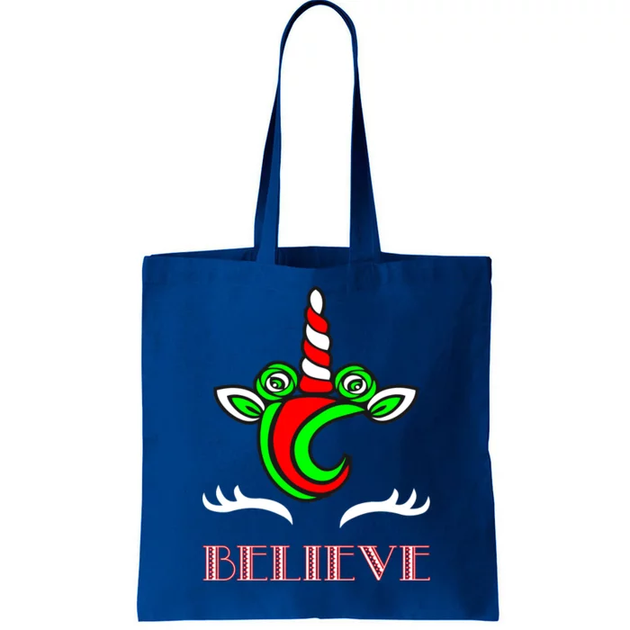 Believe Unicorn Christmas Tote Bag