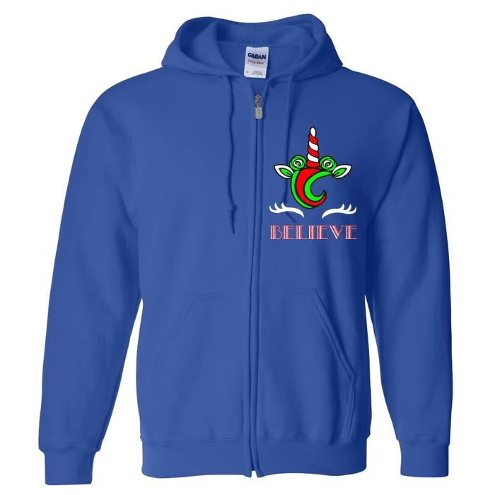 Believe Unicorn Christmas Full Zip Hoodie