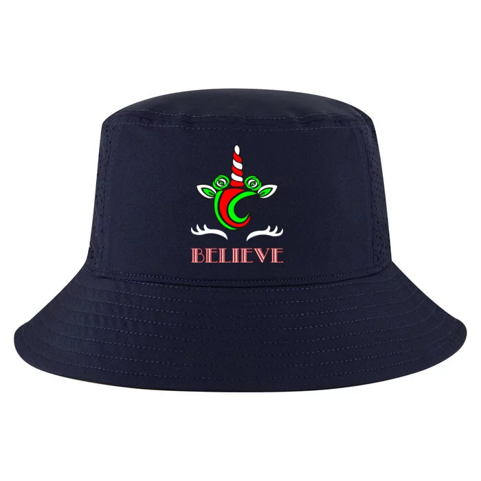 Believe Unicorn Christmas Cool Comfort Performance Bucket Hat