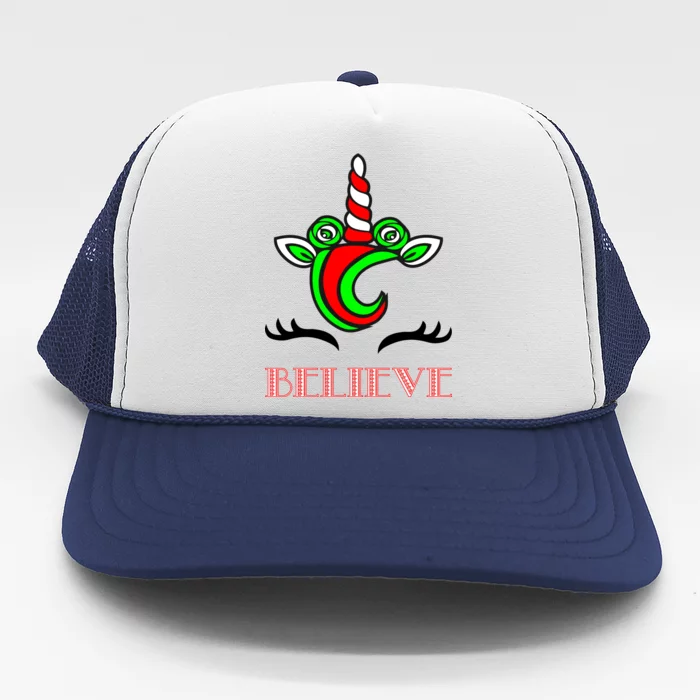 Believe Unicorn Christmas Trucker Hat