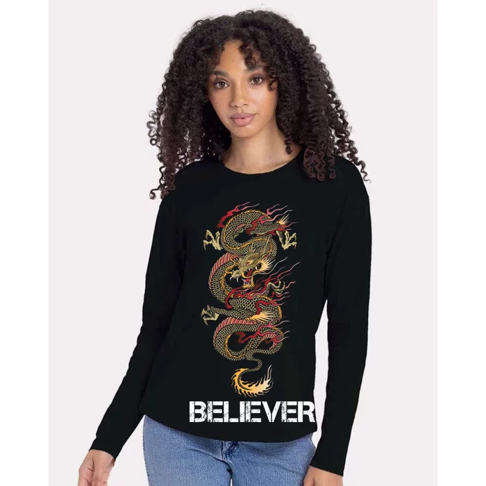 Believer Of Dragons Womens Cotton Relaxed Long Sleeve T-Shirt