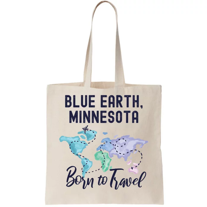 Blue Earth Minnesota Born To Travel World Explorer Gift Tote Bag