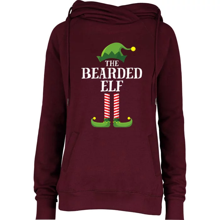 Bearded Elf Matching Family Group Christmas Party Elf Womens Funnel Neck Pullover Hood