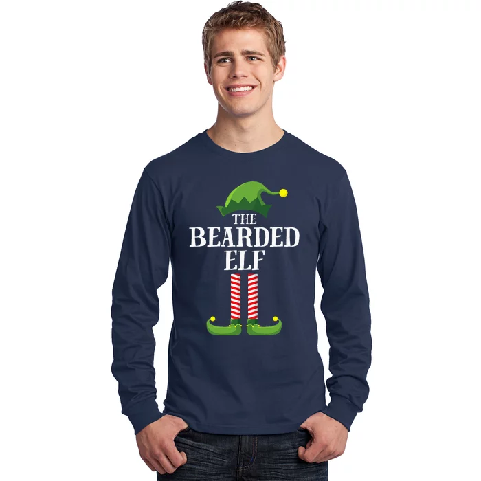 Bearded Elf Matching Family Group Christmas Party Elf Long Sleeve Shirt