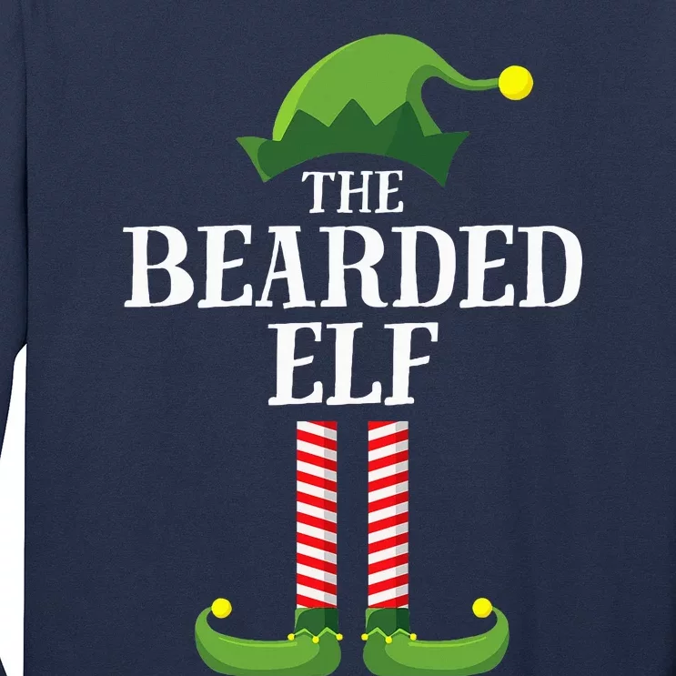 Bearded Elf Matching Family Group Christmas Party Elf Long Sleeve Shirt