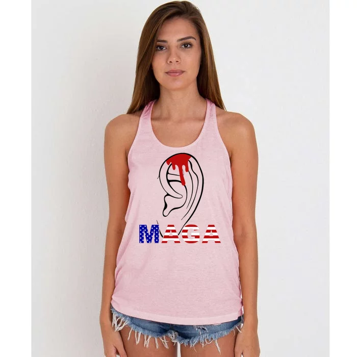 Bleeding Ears Maga Usa Pro Trump Women's Knotted Racerback Tank