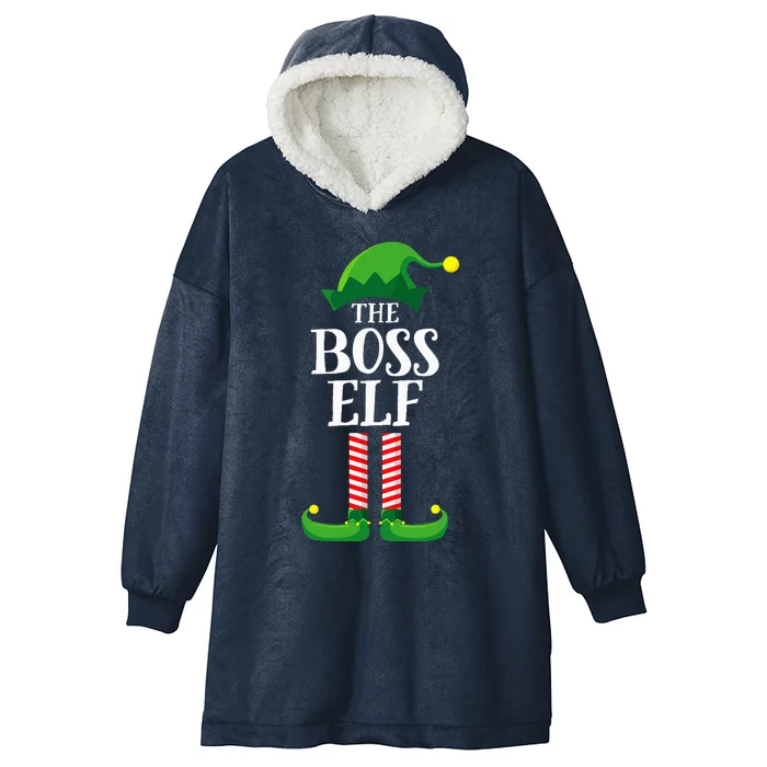 Boss Elf Matching Family Group Christmas Party Pyjamas Hooded Wearable Blanket