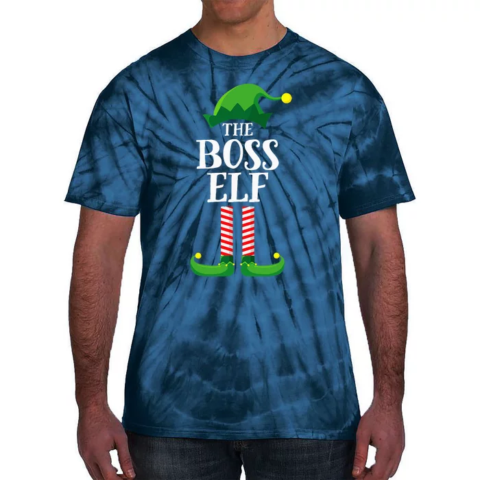 Boss Elf Matching Family Group Christmas Party Pyjamas Tie-Dye T-Shirt