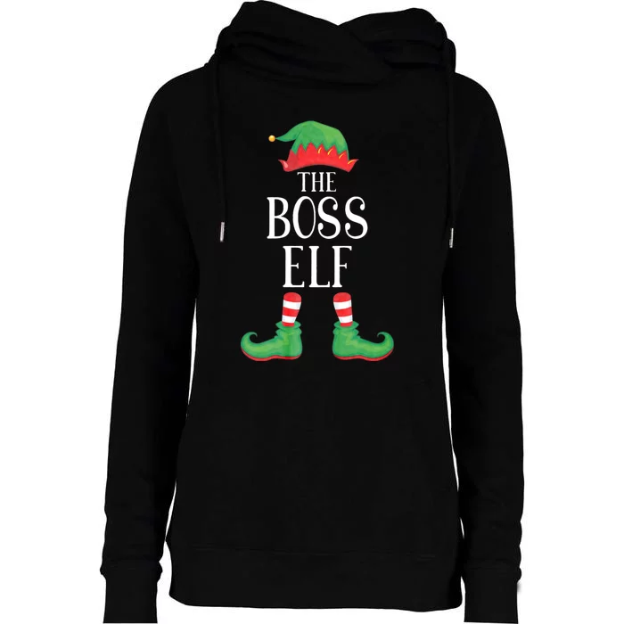 Boss Elf Matching Group Xmas Funny Family Christmas Womens Funnel Neck Pullover Hood