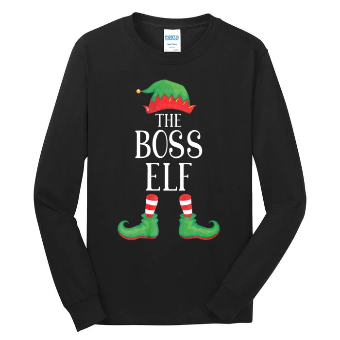 Boss Elf Matching Group Xmas Funny Family Christmas Tall Long Sleeve T-Shirt