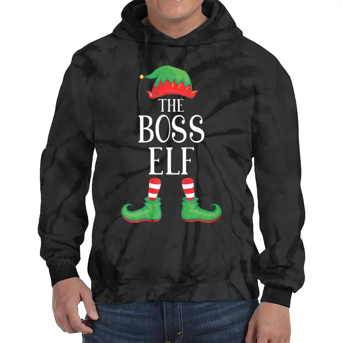 Boss Elf Matching Group Xmas Funny Family Christmas Tie Dye Hoodie