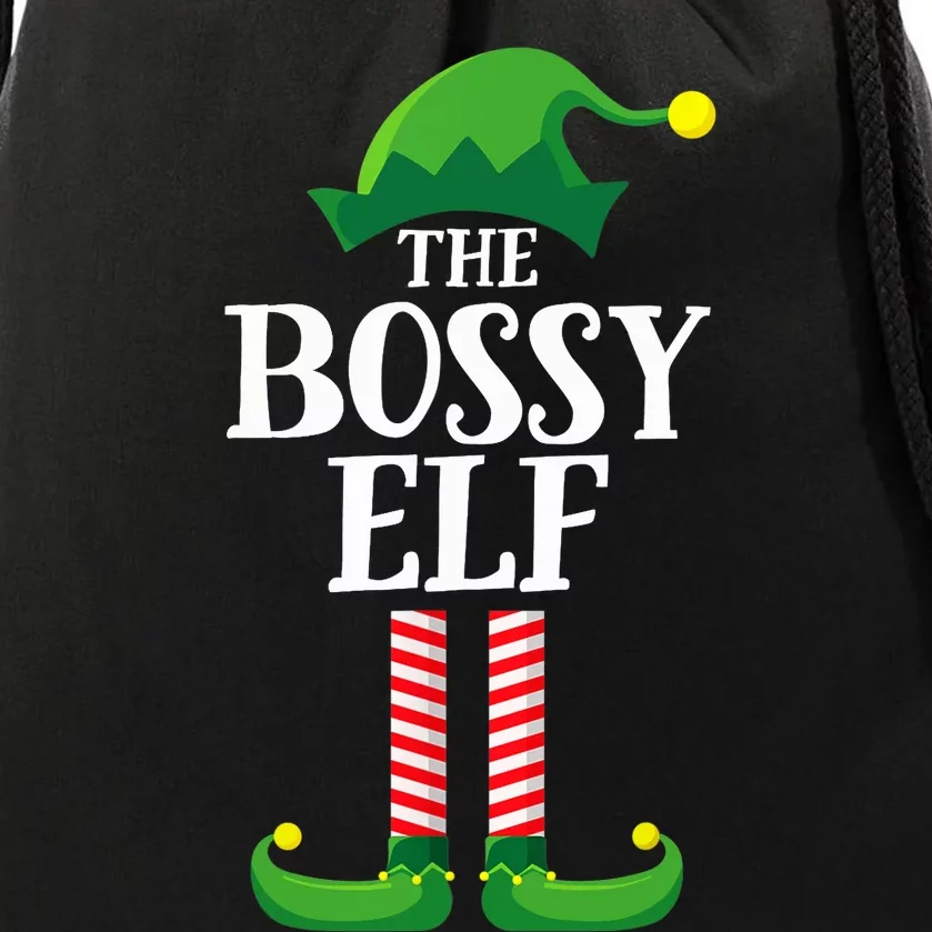 Bossy Elf Matching Family Group Christmas Party Drawstring Bag