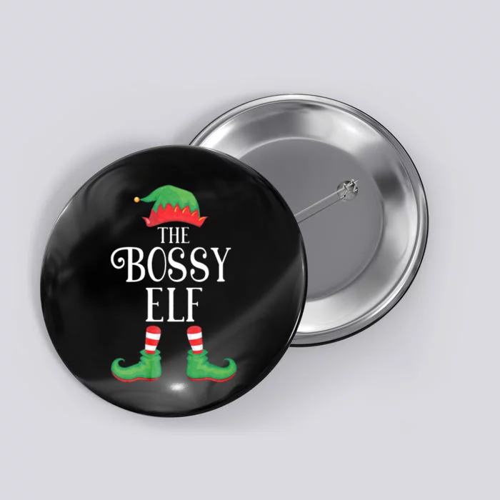 Bossy Elf Matching Group Xmas Funny Family Christmas Button