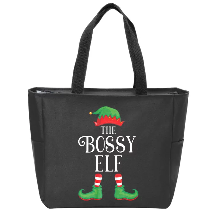 Bossy Elf Matching Group Xmas Funny Family Christmas Zip Tote Bag