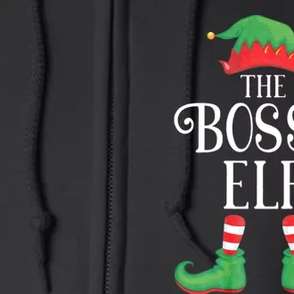 Bossy Elf Matching Group Xmas Funny Family Christmas Full Zip Hoodie