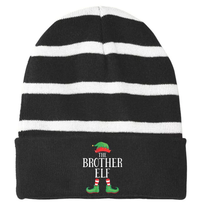 Brother Elf Matching Group Xmas Funny Family Christmas Striped Beanie with Solid Band