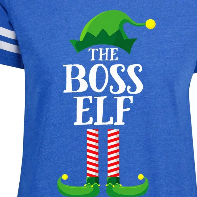 Boss Elf Matching Family Group Christmas Party Pyjamas Enza Ladies Jersey Football T-Shirt