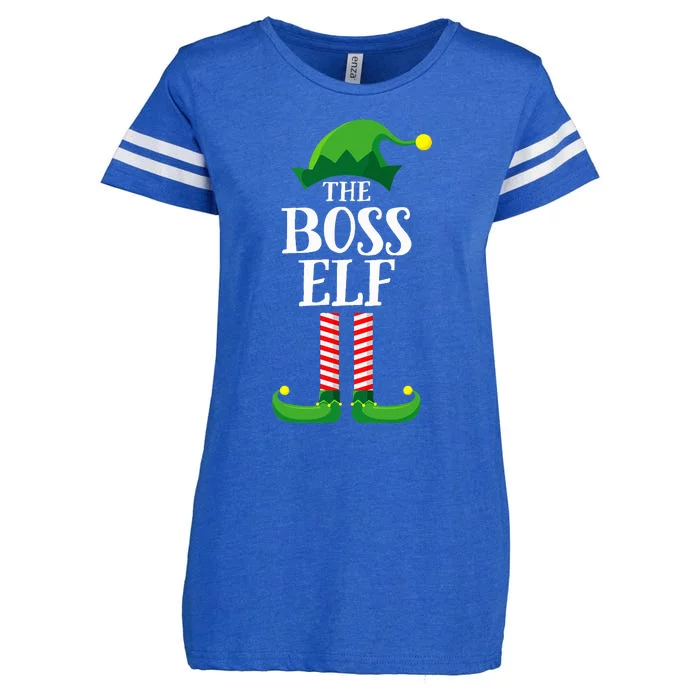 Boss Elf Matching Family Group Christmas Party Pyjamas Enza Ladies Jersey Football T-Shirt