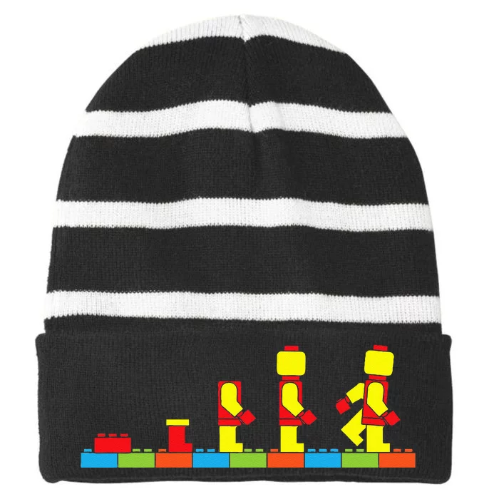 Bricks Evolution Master Builder Building Blocks Striped Beanie with Solid Band