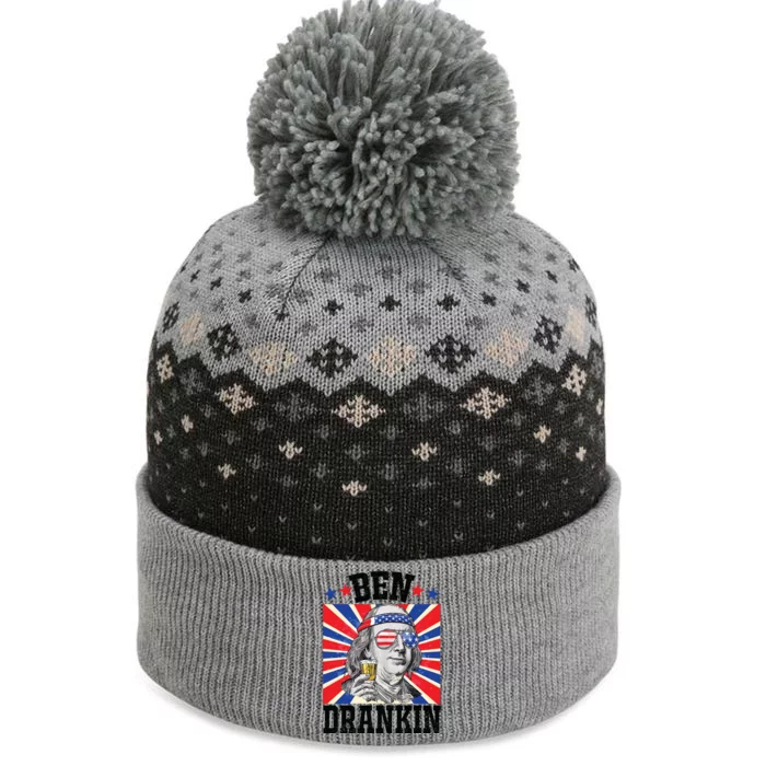 Ben Drankin 4th Of July Patriotic America The Baniff Cuffed Pom Beanie