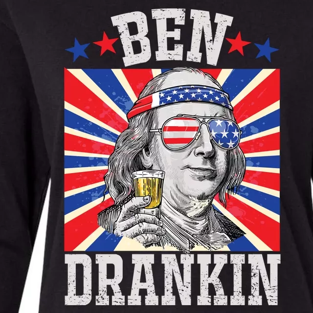 Ben Drankin 4th Of July Patriotic America Womens Cotton Relaxed Long Sleeve T-Shirt