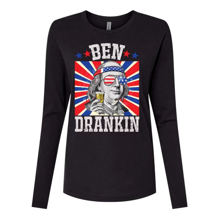 Ben Drankin 4th Of July Patriotic America Womens Cotton Relaxed Long Sleeve T-Shirt