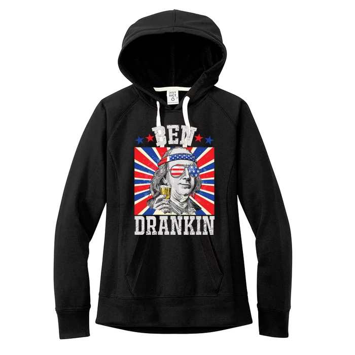 Ben Drankin 4th Of July Patriotic America Women's Fleece Hoodie