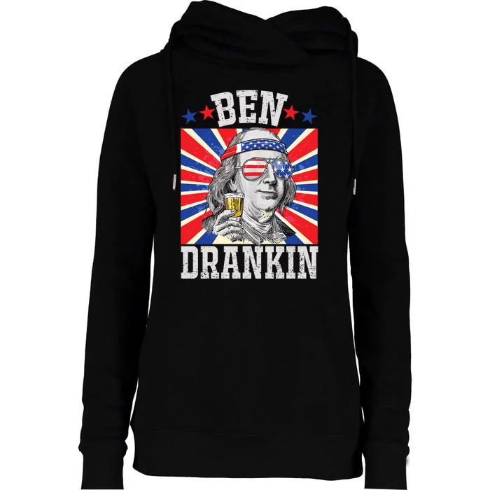 Ben Drankin 4th Of July Patriotic America Womens Funnel Neck Pullover Hood