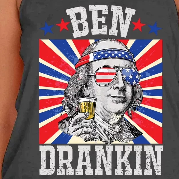 Ben Drankin 4th Of July Patriotic America Women's Knotted Racerback Tank