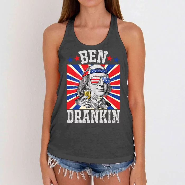 Ben Drankin 4th Of July Patriotic America Women's Knotted Racerback Tank