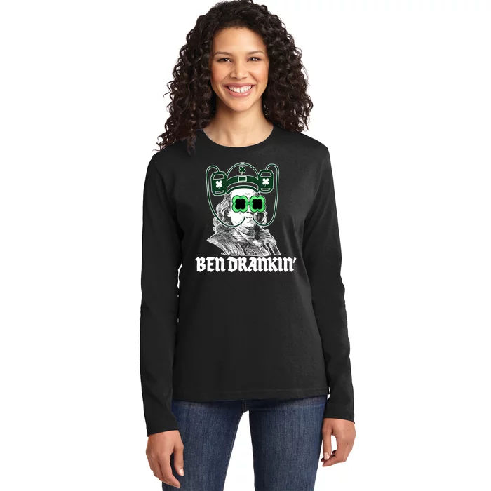 Ben Drankin Benjamin Franklin St Patricks Day Ladies Long Sleeve Shirt