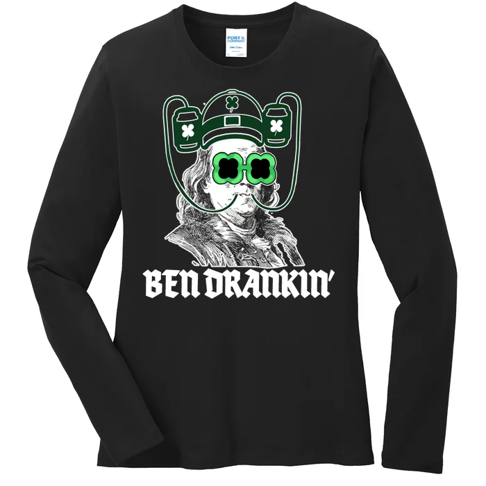 Ben Drankin Benjamin Franklin St Patricks Day Ladies Long Sleeve Shirt