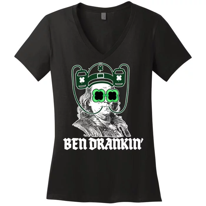 Ben Drankin Benjamin Franklin St Patricks Day Women's V-Neck T-Shirt