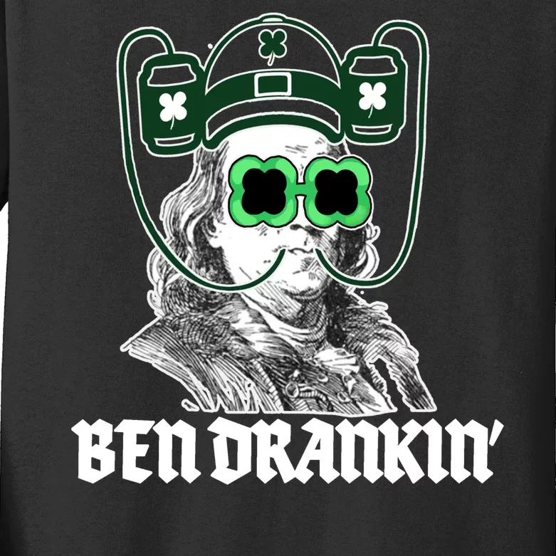 Ben Drankin Benjamin Franklin St Patricks Day Kids Long Sleeve Shirt