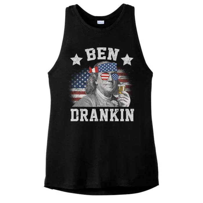 Ben Drankin Party Vintage USA Ladies Tri-Blend Wicking Tank