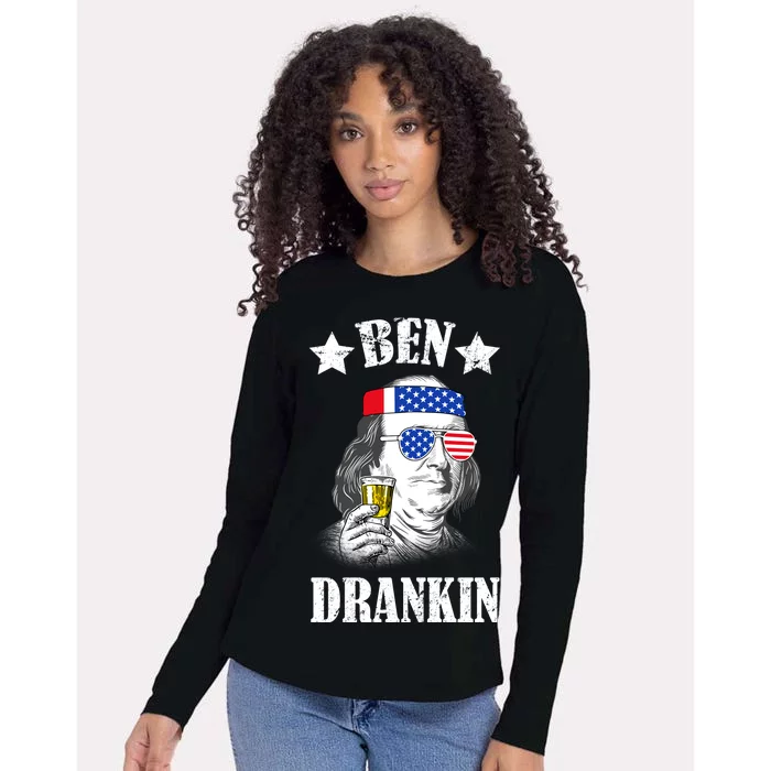 Ben Drankin USA Patriotic Womens Cotton Relaxed Long Sleeve T-Shirt