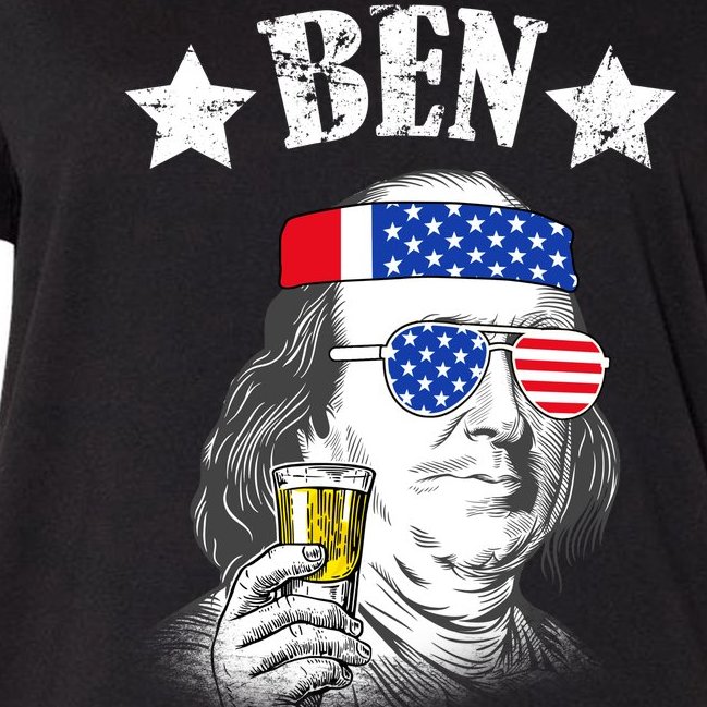 Ben Drankin USA Patriotic Women's V-Neck Plus Size T-Shirt