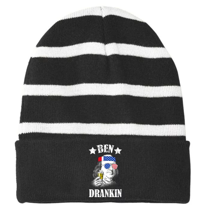 Ben Drankin USA Patriotic Striped Beanie with Solid Band