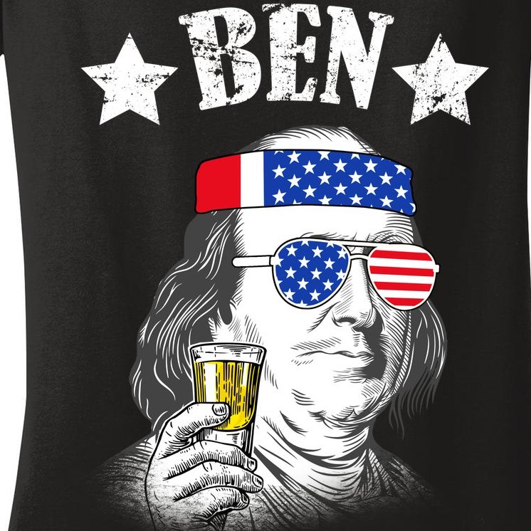 Ben Drankin USA Patriotic Women's V-Neck T-Shirt