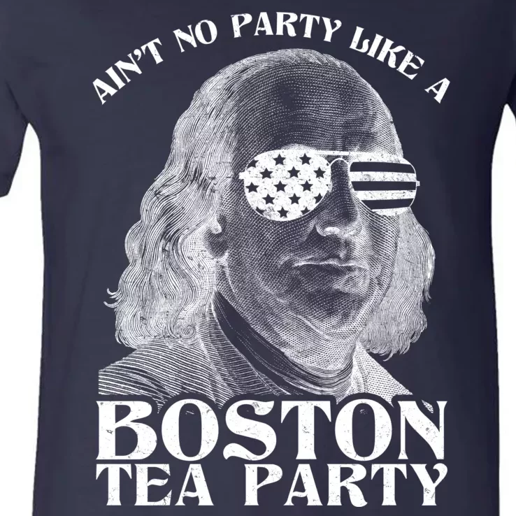 Ben Franklin Boston Tea Party V-Neck T-Shirt