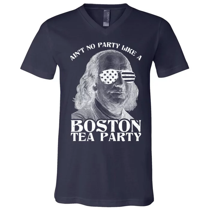 Ben Franklin Boston Tea Party V-Neck T-Shirt