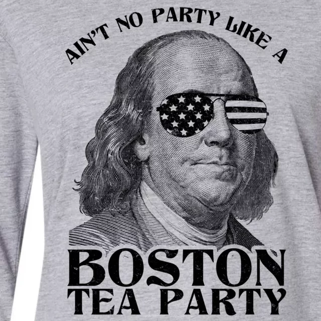 Ben Franklin Boston Tea Party Womens Cotton Relaxed Long Sleeve T-Shirt