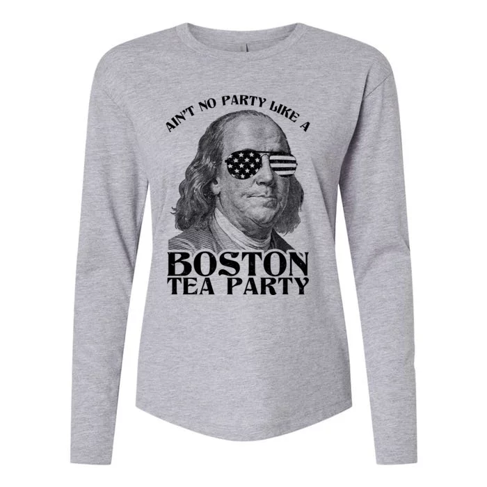 Ben Franklin Boston Tea Party Womens Cotton Relaxed Long Sleeve T-Shirt