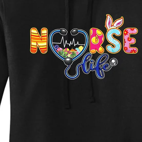 Blessed Easter Nurse Life Stethoscope Nurse Bunny Crew Gifts Women's Pullover Hoodie