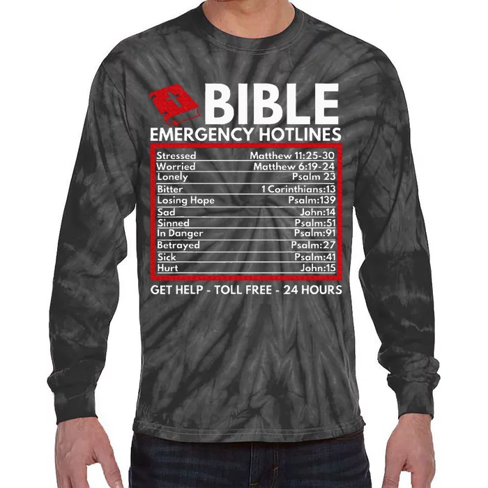 Bible Emergency Numbers Funny Christian Bible & Jesus Tie-Dye Long Sleeve Shirt