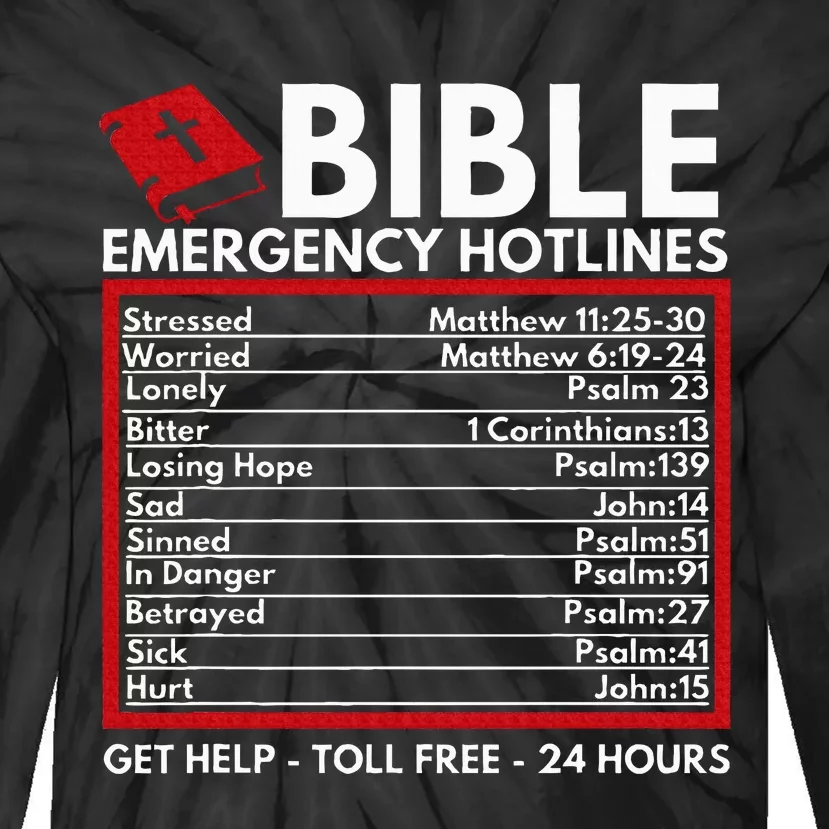 Bible Emergency Numbers Funny Christian Bible & Jesus Tie-Dye Long Sleeve Shirt