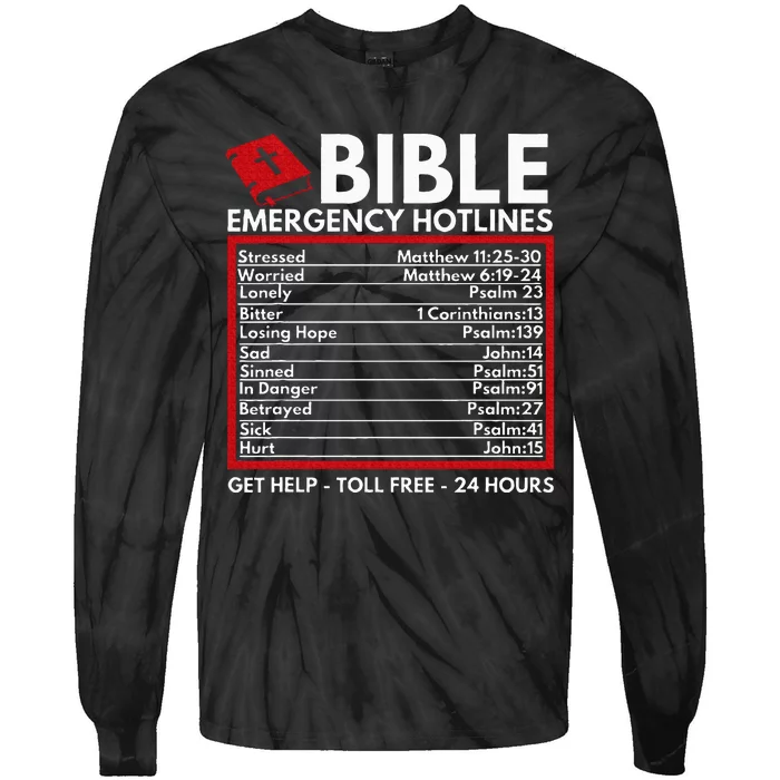 Bible Emergency Numbers Funny Christian Bible & Jesus Tie-Dye Long Sleeve Shirt