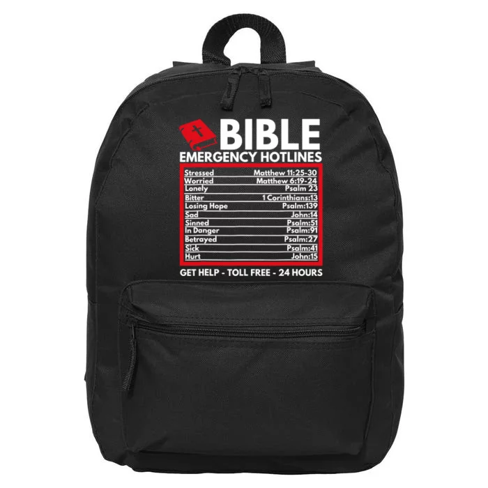 Bible Emergency Numbers Funny Christian Bible 16 in Basic Backpack