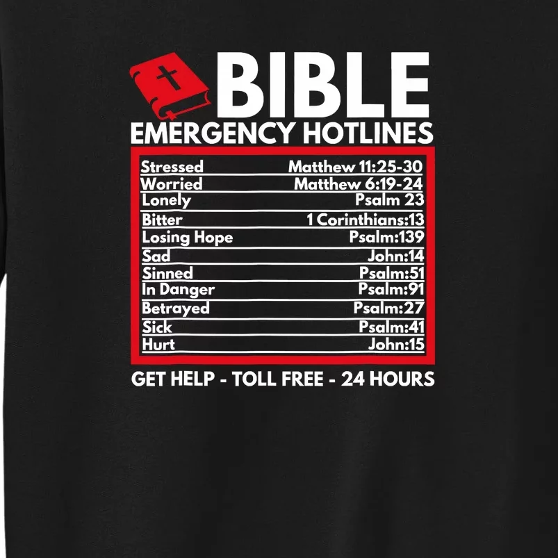 Bible Emergency Numbers Funny Christian Bible Tall Sweatshirt